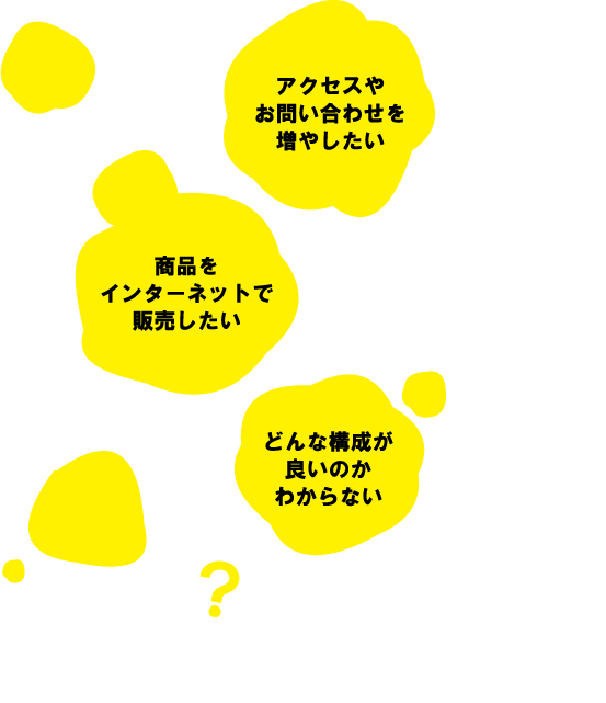 どんなページがあったら良いのかな ► アクセスやお問い合わせを増やしたい ► どんな構成が良いのかわからない